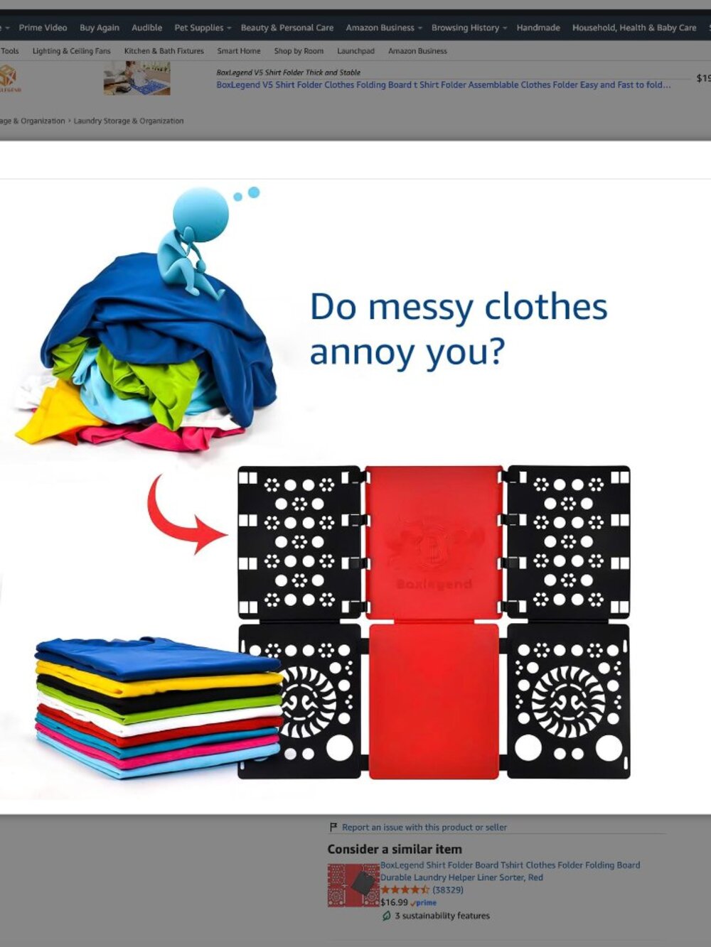 BoxLegend T Shirt Folding Board (Version 3), Durable Clothes Folder, Black & Red
